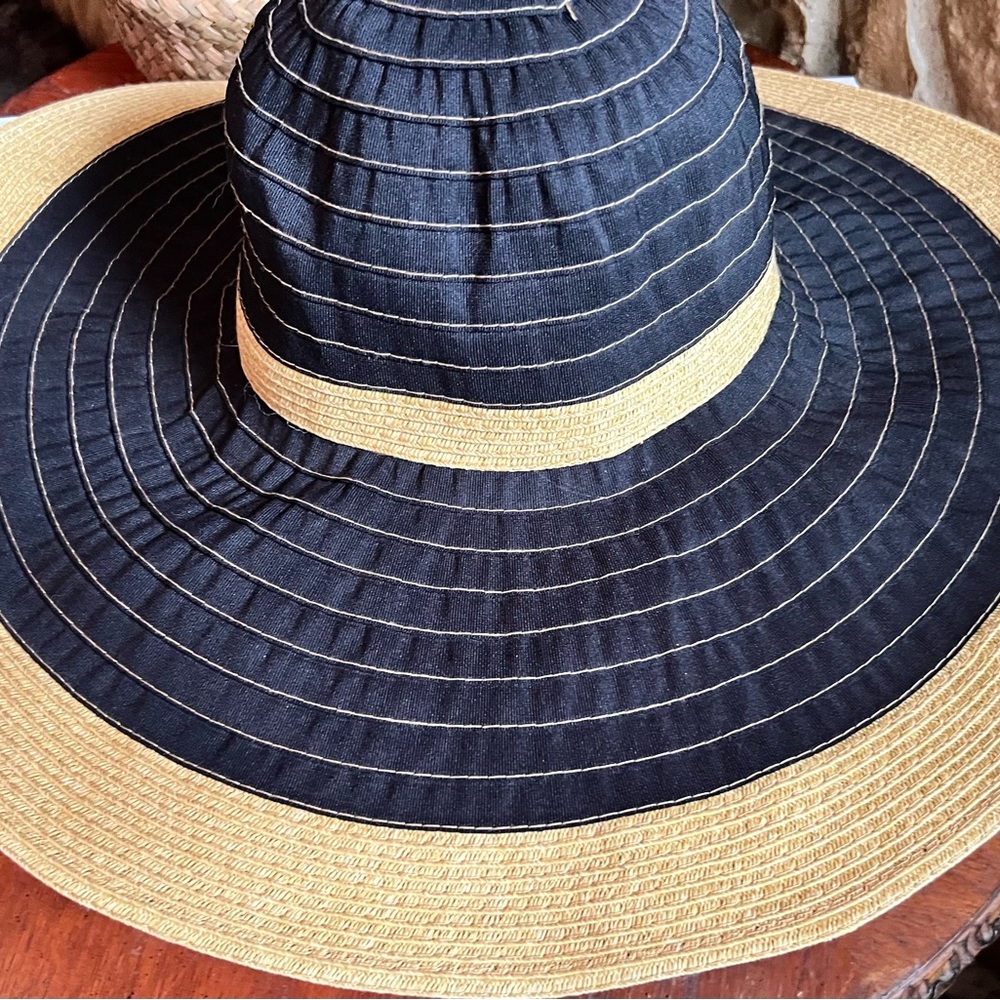 Wide Brim Packable Floppy Sun Hat - Navy Blue by CHIC